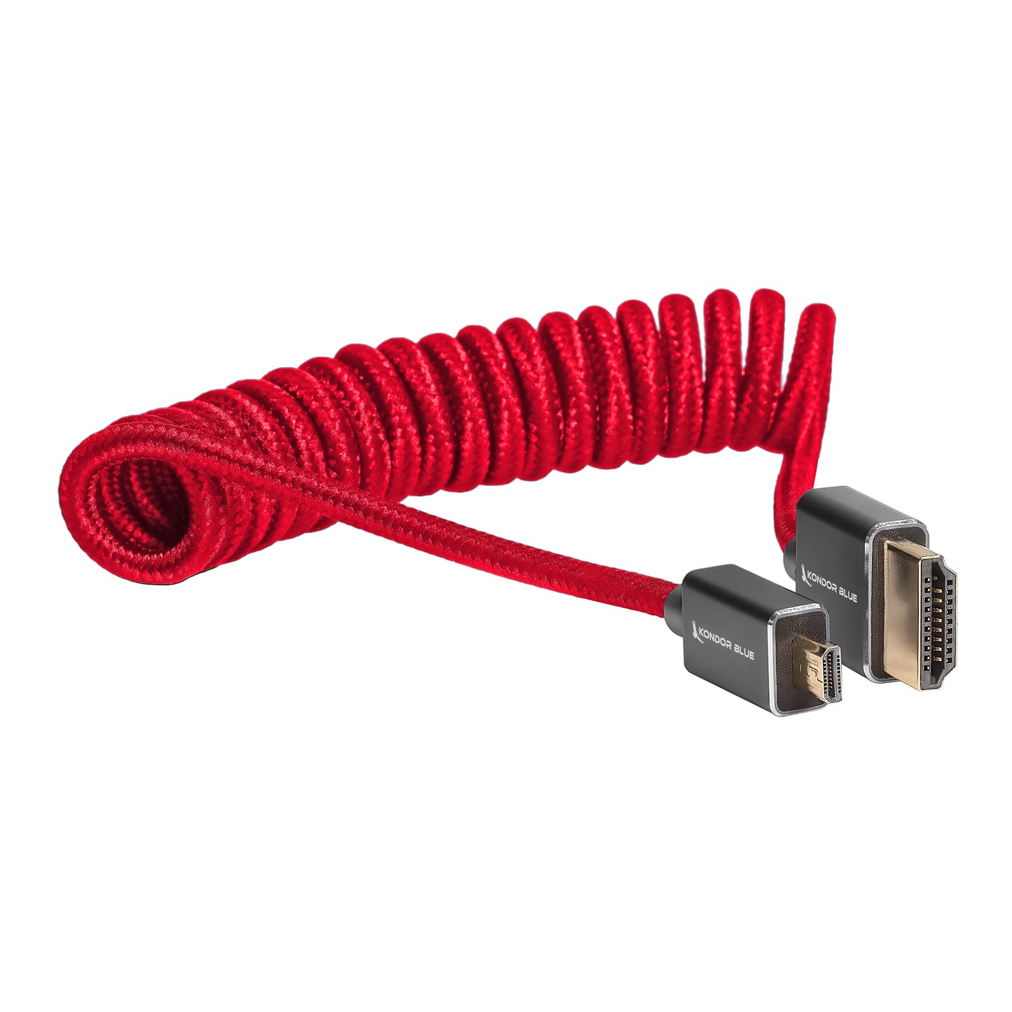 Kondor Blue Coiled Micro HDMI zu Full HDMI (12–24 Zoll) (Cardinal Red)