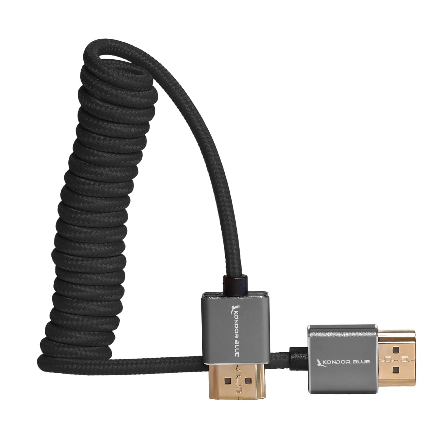 Kondor Blue Coiled Full HDMI Cable Black (12-24" - 30-60cm)