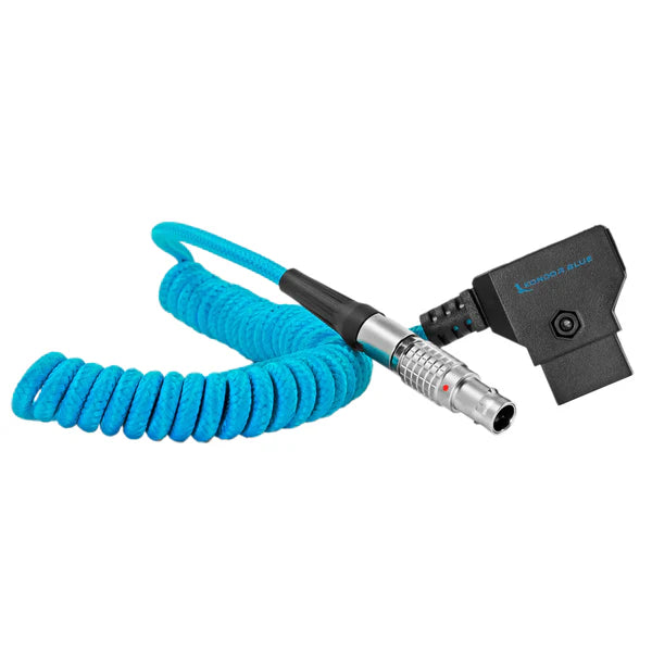 Kondor Blue Coiled D-TAP TO LEMO Compatible 2 PIN 0B MALE POWER CABLE FOR Z CAM, SMALLHD, TERADEK