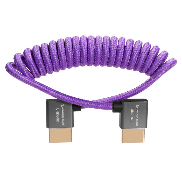 Kondor Blue GERALD UNDONE rechtwinkliges Full-HDMI-Kabel 12"-24" Spirale (Lila)
