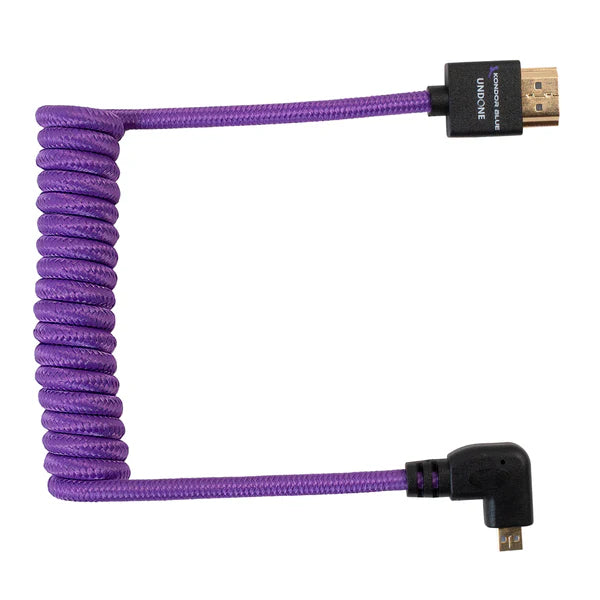 Kondor Blue Gerald Undone MK2 Voll-HDMI-auf-Links-Winkel-Micro-HDMI-Kabel 12"-24" spiralförmig (lila) (Links-Winkel (Sony/Fuji))