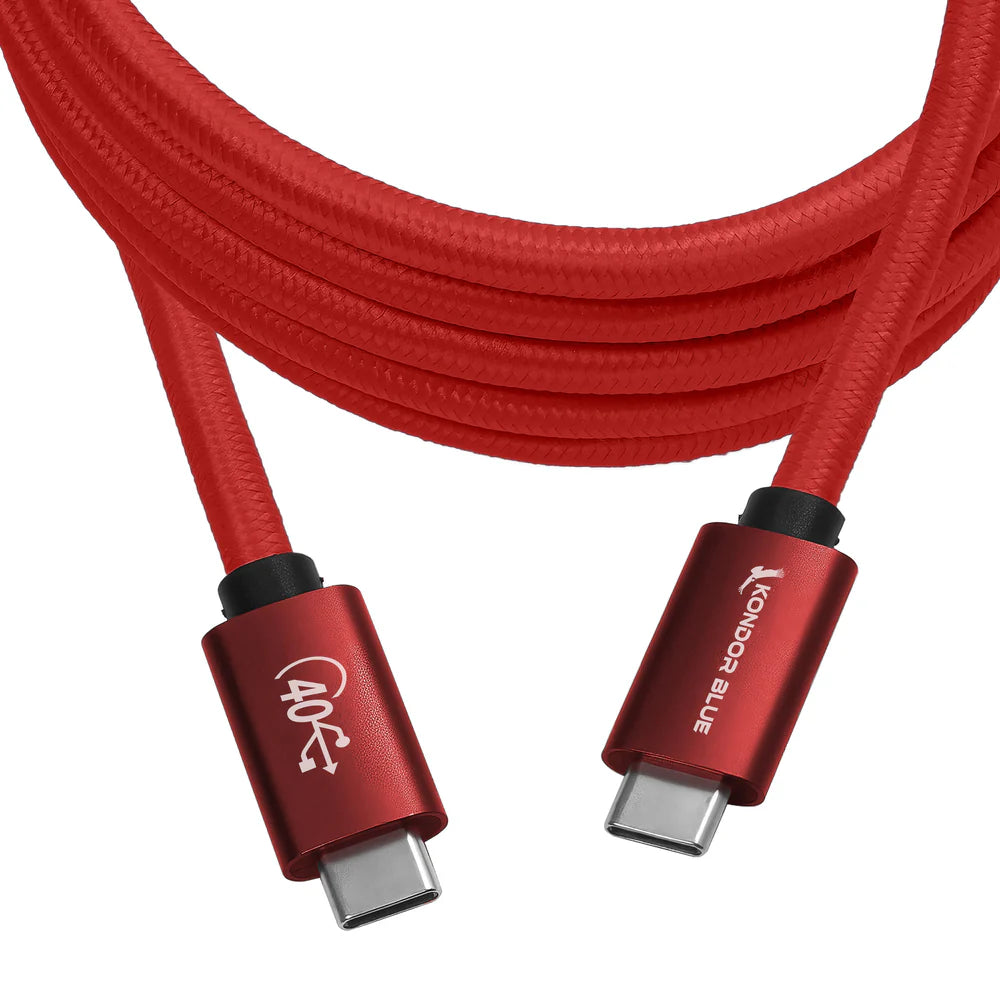 Kondor Blue THUNDERBOLT 4 USB 4.0 TYPE C CABLE BLAZING 40G SPEEDS 5A 100W STRAIGHT 6 FT (Raven Black)
