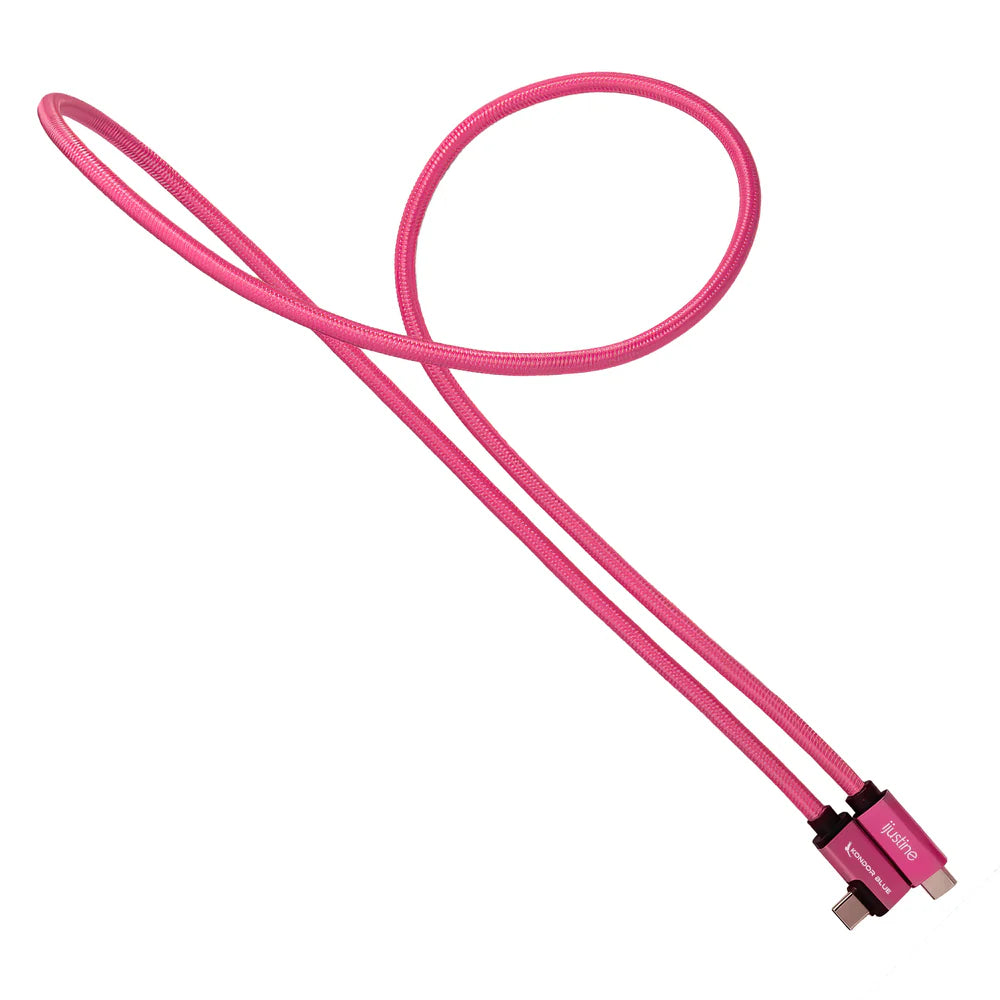 Kondor Blue iJustine Pink USB C 3.1 Daten- und Ladekabel, 10 Gbit/s Datengeschwindigkeit und 100 W Stromversorgung (91 cm)