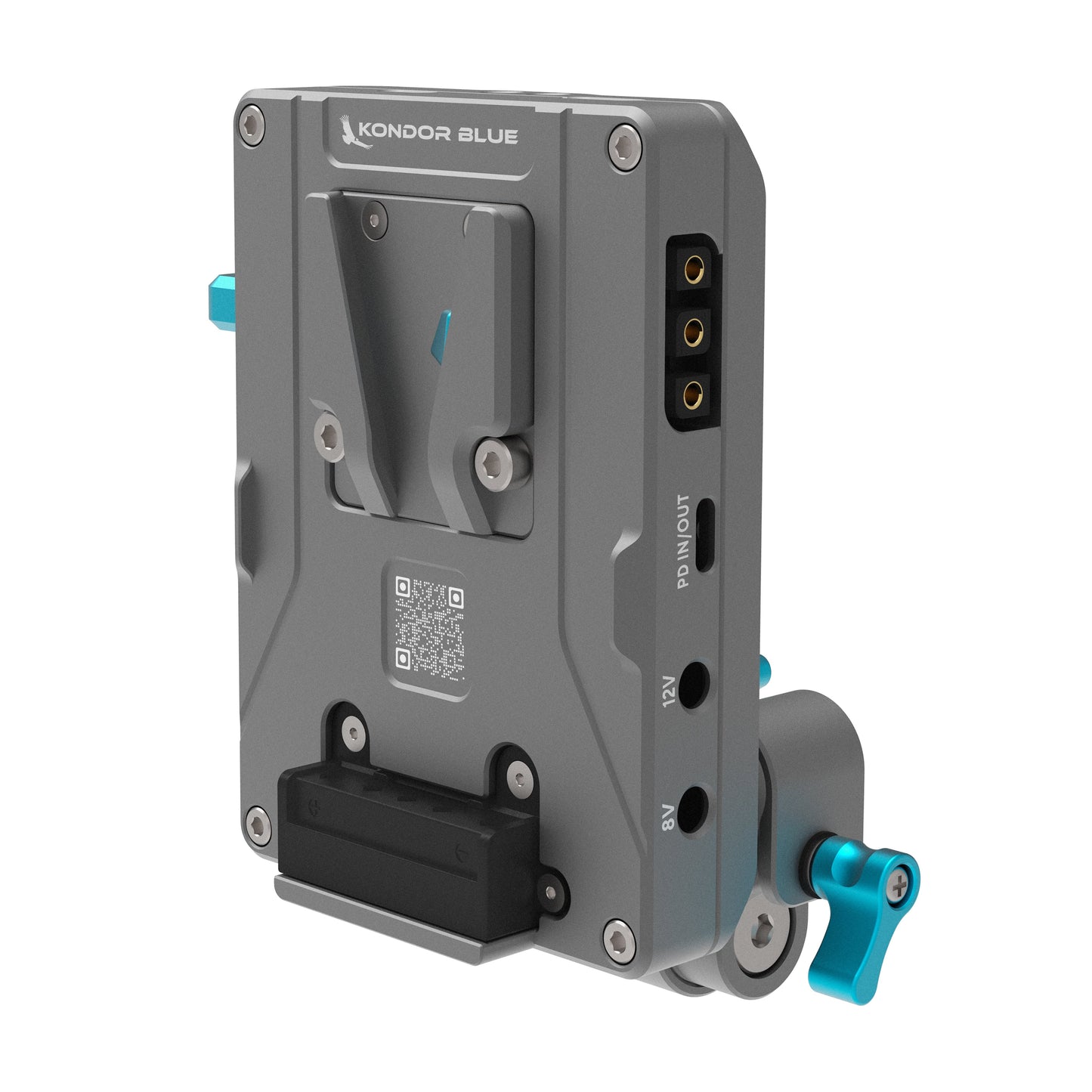 Kondor Blue Pro V-Mount-Batterieplatte mit schwenkbarem Stangenblock (Space Grey)