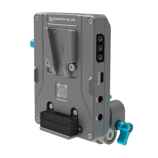 Kondor Blue Pro V-Mount-Batterieplatte mit schwenkbarem Stangenblock (Space Grey)