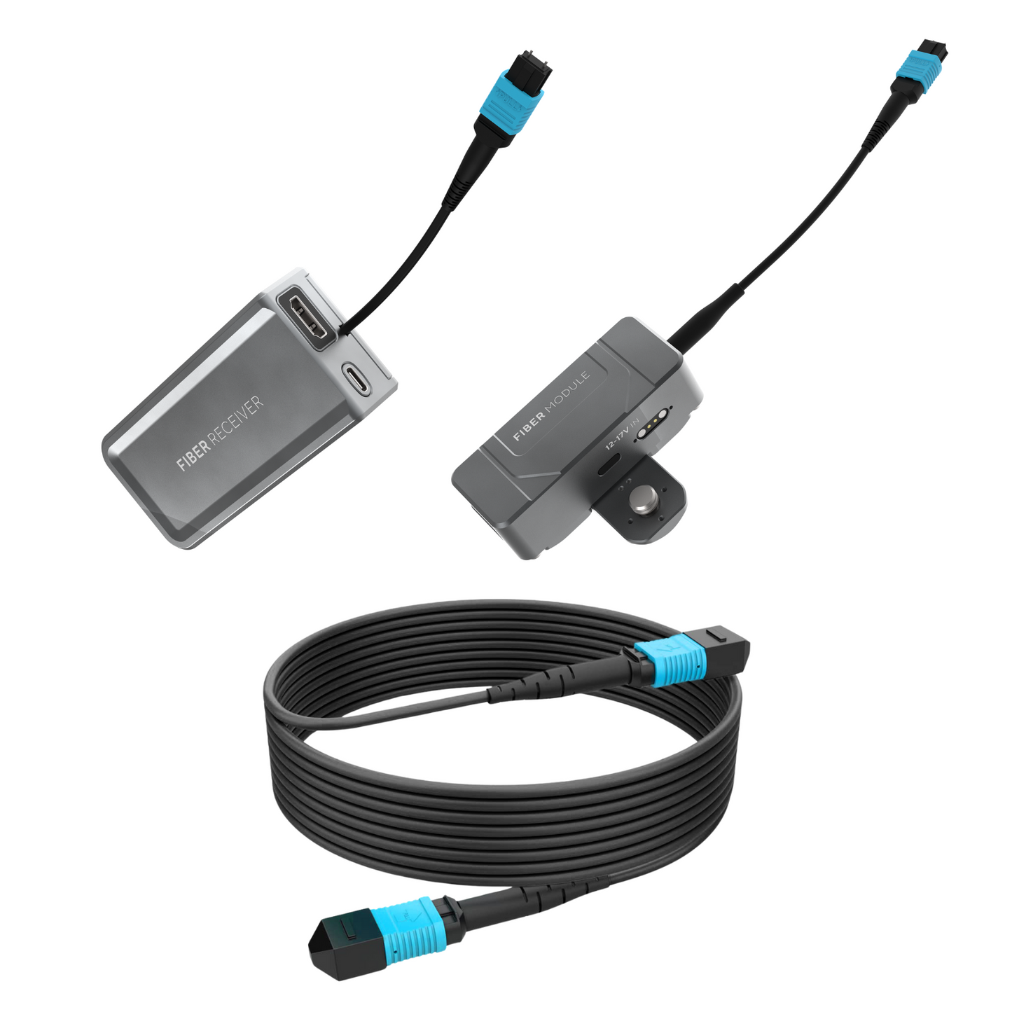 Kondor Blue Fletch Fiber System for HDMI (3 Kit: Fiber TX & RX Modules) (50 Feet) / (Space Gray)