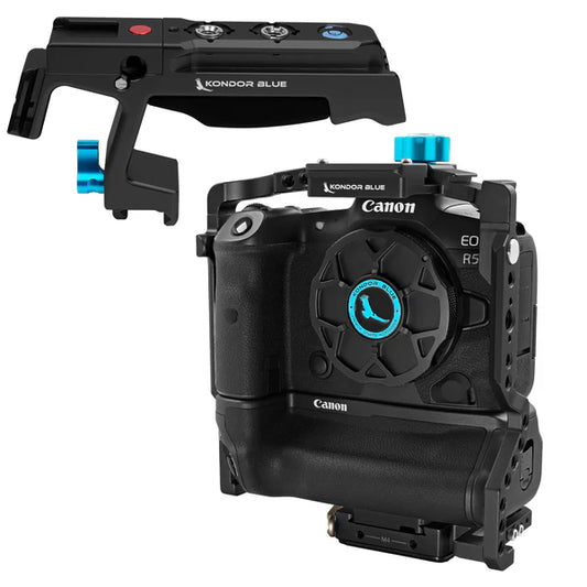 Kondor Blue Canon Arca R5/R6/R Batteriegriffkäfig mit Griff oben (Raven Black)
