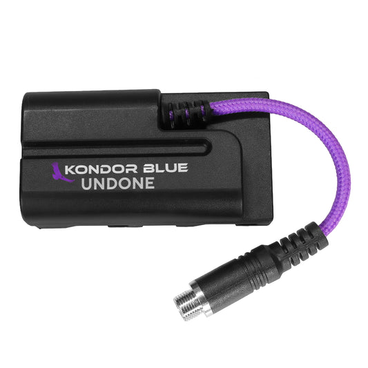 Kondor Blue GERALD UNDONE 4" Female Locking DC Barrel 2.1  to NPF L Series Dummy Battery