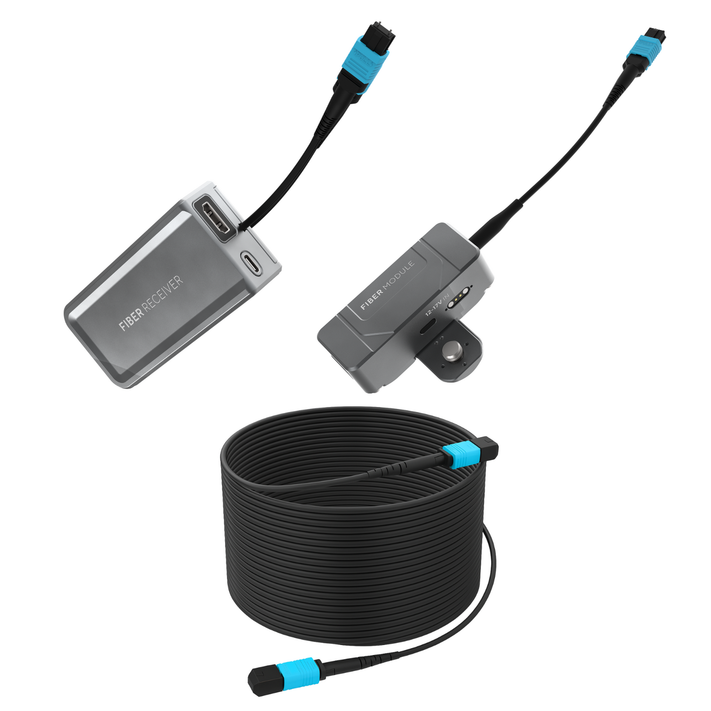 Kondor Blue Fletch Fiber System for HDMI (1 Kit: Fiber TX & RX Modules) (300 Feet) / (Space Gray)