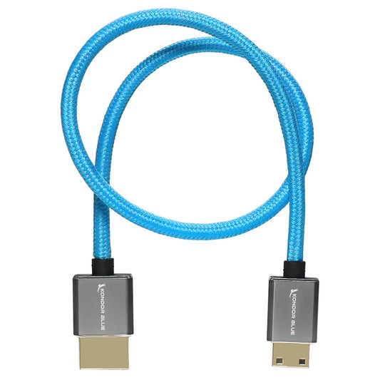 Kondor Blue Mini HDMI auf Full HDMI 16" gerades Kabel geflochten (Kondor Blue)