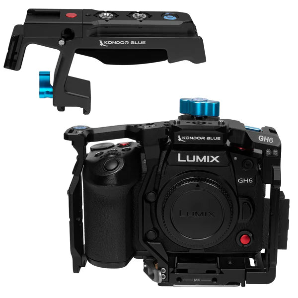 Kondor Blue Panasonic LUMIX GH6 Käfig mit Griff oben (Raven Black)