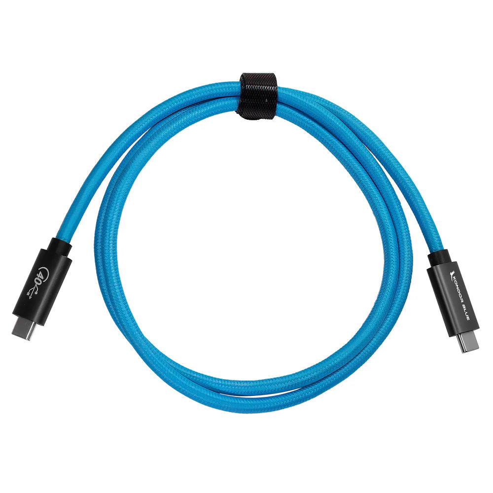Kondor Blue THUNDERBOLT 4 USB 4.0 TYPE C CABLE BLAZING 40G SPEEDS 5A 100W - Straight 3FT