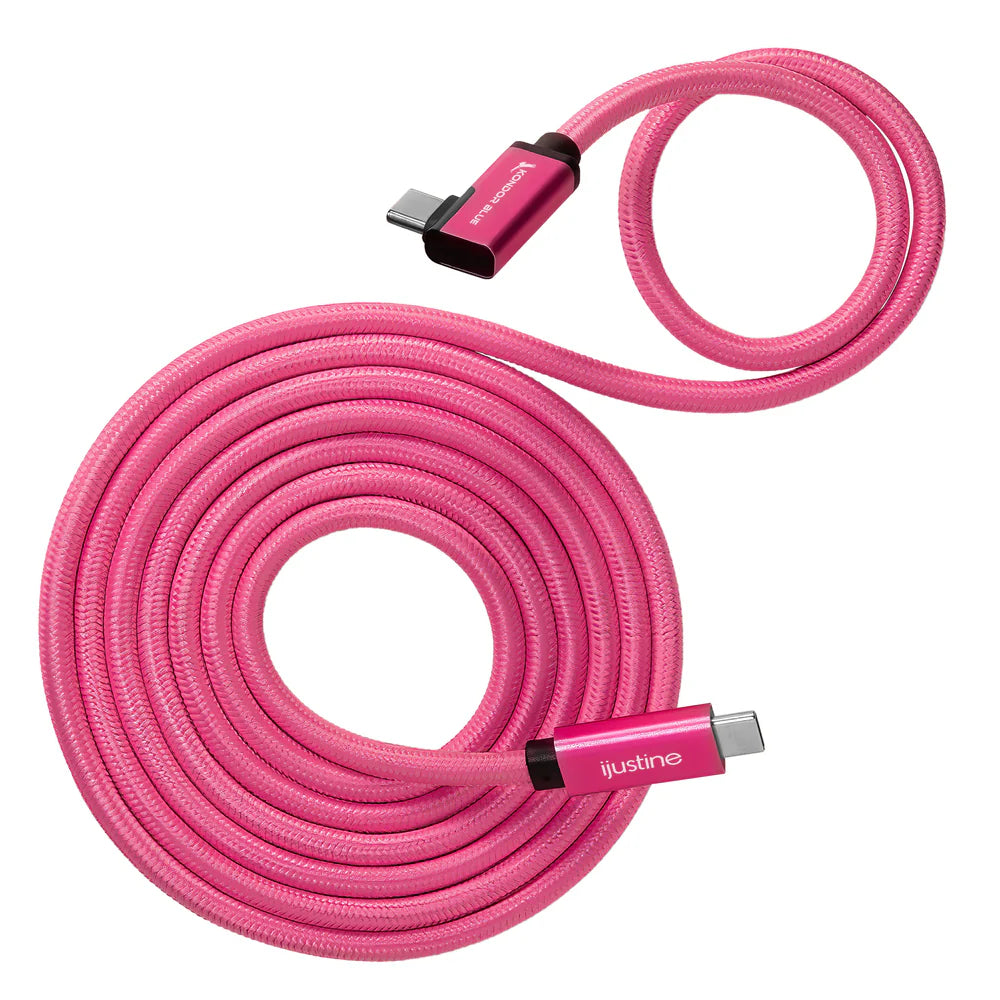 Kondor Blue iJustine Pink USB C 3.1 Daten- und Ladekabel, 10 Gbit/s Datengeschwindigkeit und 100 W Stromversorgung (6 Fuß)