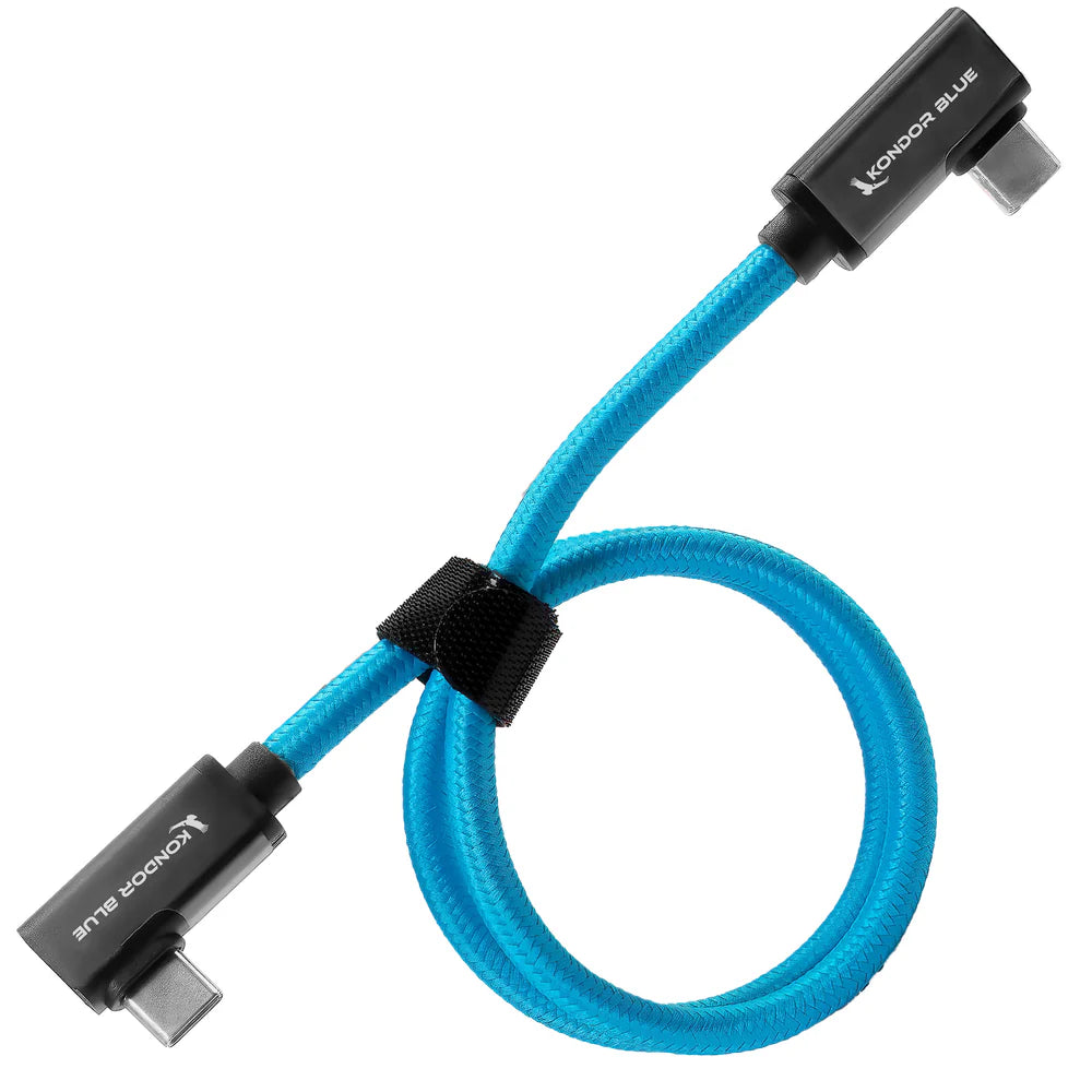 Kondor Blue USB-C-auf-USB-C-Kabel für SSD-Aufnahme und -Laden – 8K-Daten- und Stromversorgung (doppelter rechter Winkel) (20 Zoll)