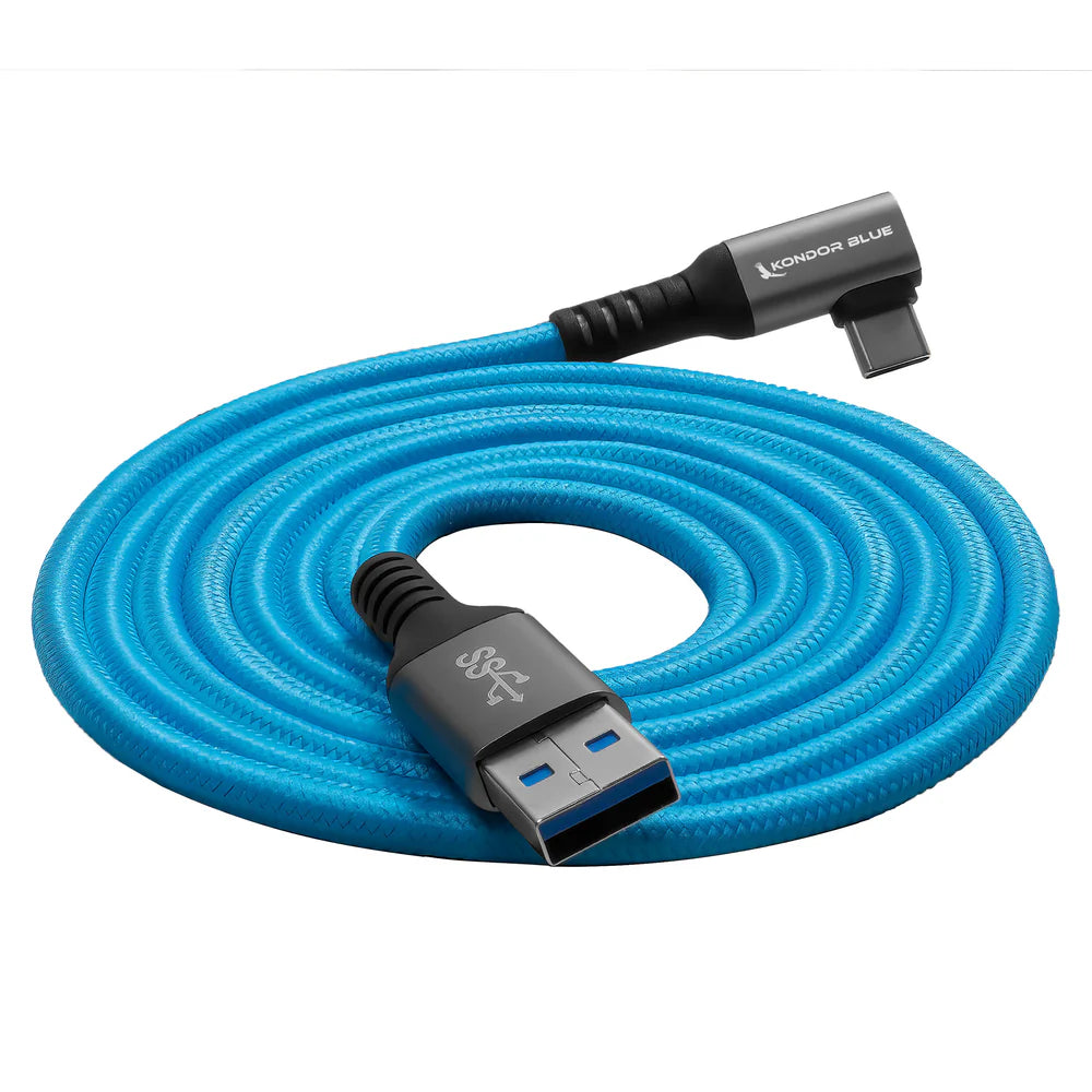 Kondor Blue USB-A-auf-USB-C-Rechtwinkliges Hochgeschwindigkeits-Daten- und Stromkabel, 3 A, 60 W, 5 G (3 m)