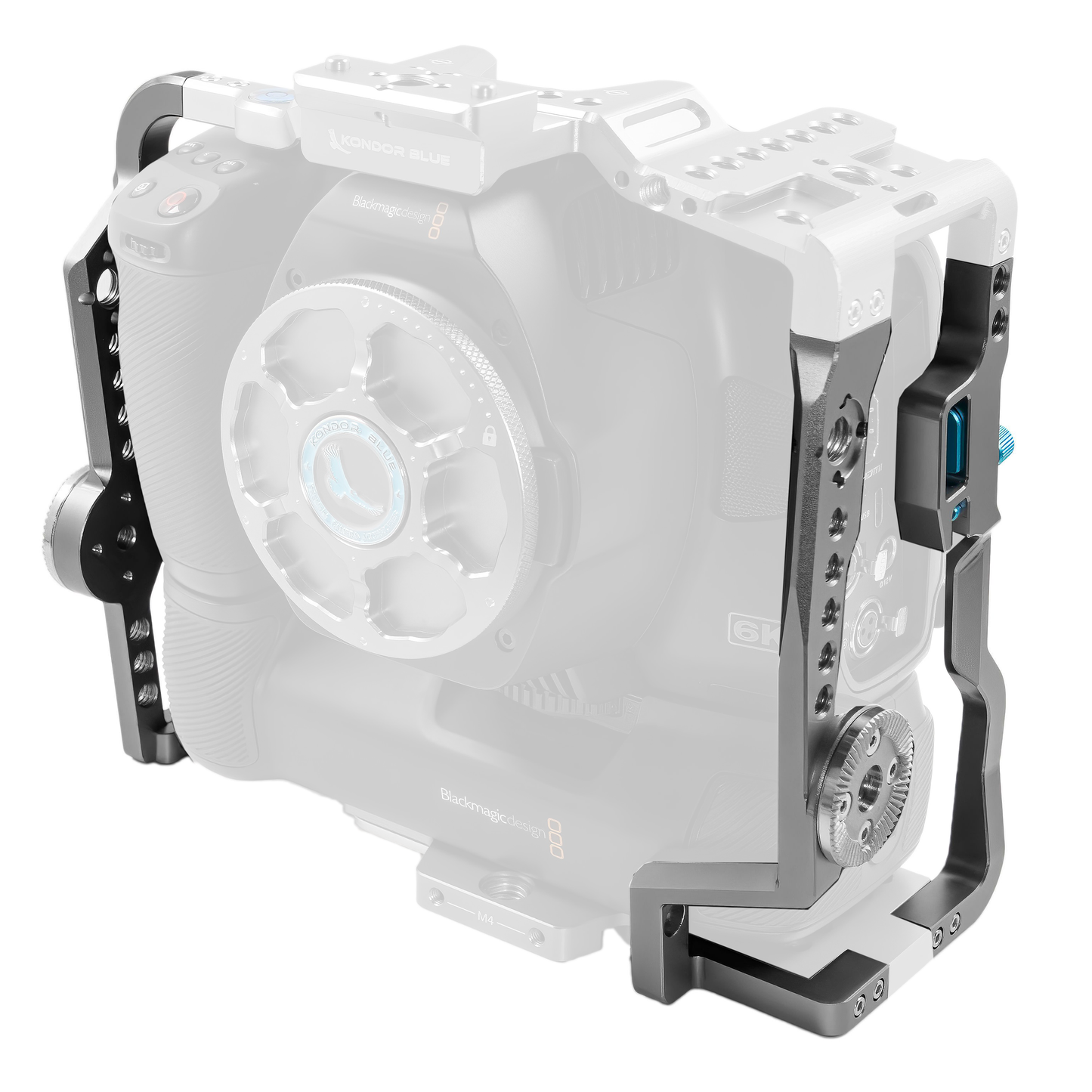 Kondor Blue 15MM Gray Rail Block Adapter for BMPCC 6K Pro Battery Grip Cage (Space Gray)